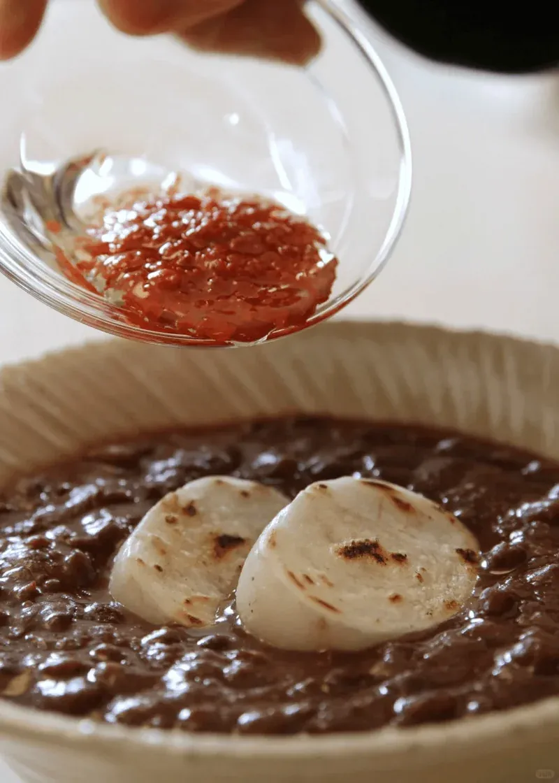 Serving the completed dish